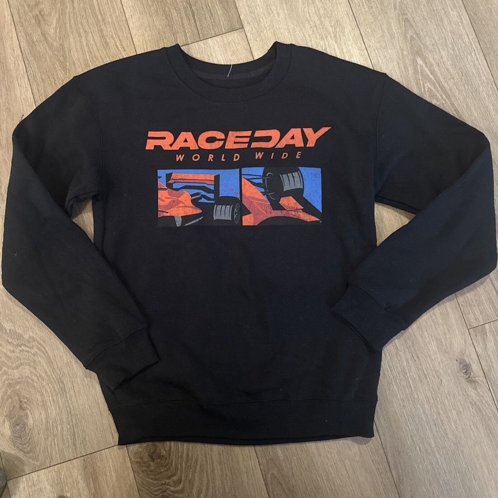 Raceday World Wide Young Men's Long Sleeve‎ Crew Sweatshirt Black Small NWOT